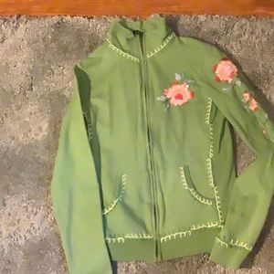 T Party zip up embroidered knit jacket